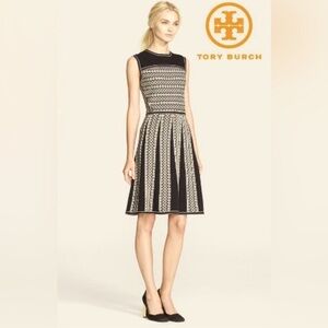 Tory Burch Black and Cream Midi Dress